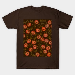 Autumn seamless pattern with peaches and leaves T-Shirt